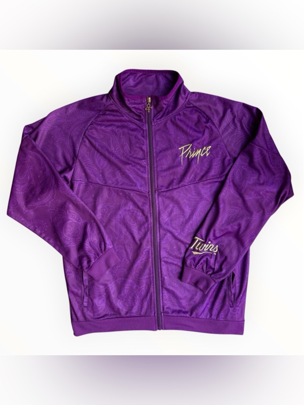 PRINCE Minnesota Twins Purple Rain Track Jacket Full Zip Size Medium Pockets